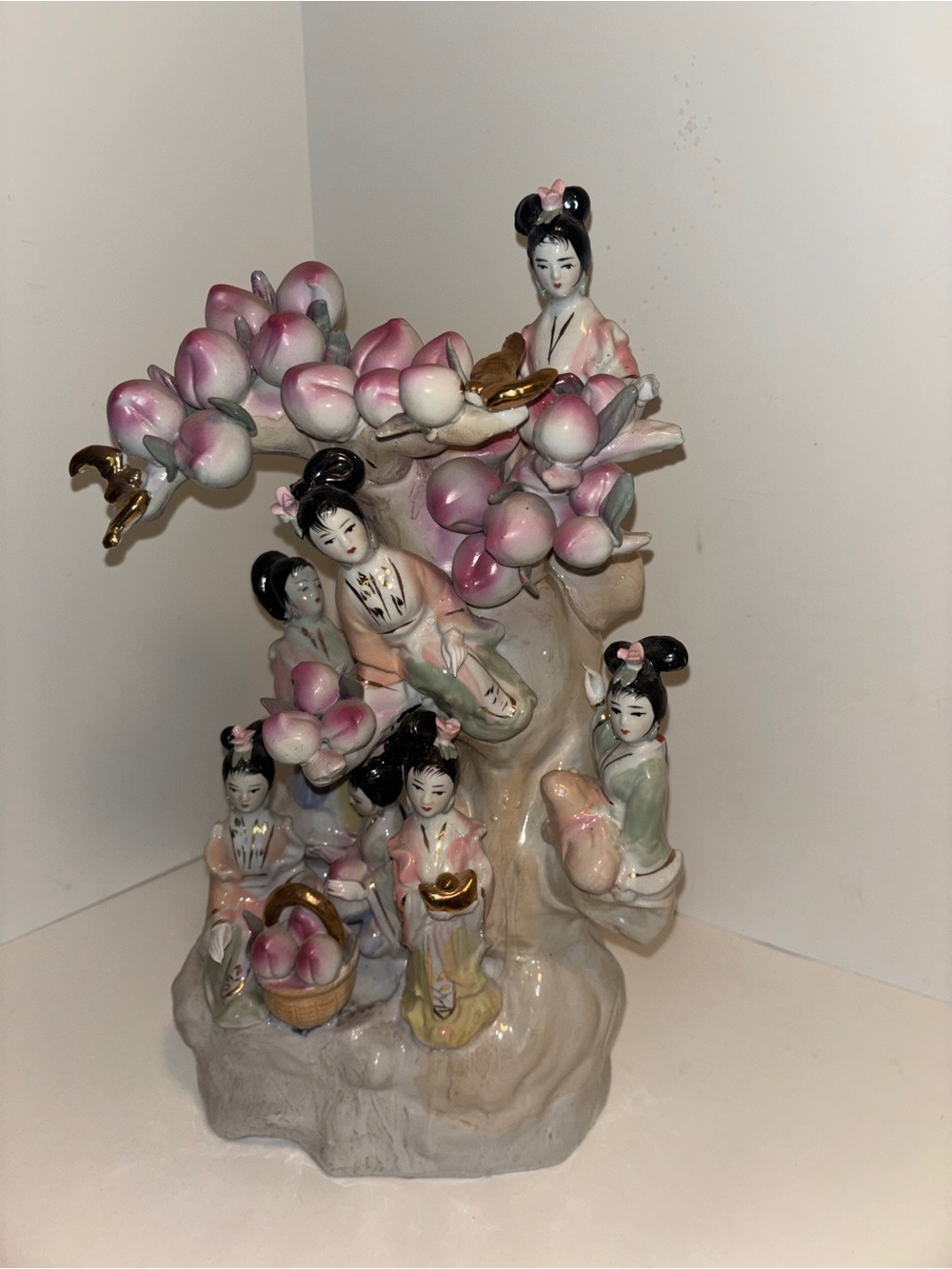 Asian Porcelain Figurine with Dancing Geisha